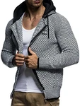 Leif Nelson Herren Kapuzenpullover Strickjacke Hoodie Pullover mit Kapuze Sweatjacke Sweater Zipper Sweatshirt (LN7055) Schwarz/Ecru (LN7055)