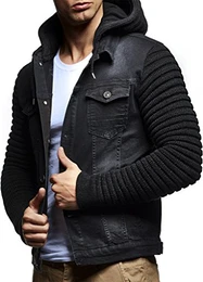 Herren Strickjacke Jeansjacke Jacke Sweatjacke LN5240; Größe M, Schwarz