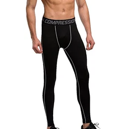 HERREN mens sporthosen fitnesshosen COMPRESSION TRAINING LEGGING Leggings HOSE pants - Grau + Schwarz, XL