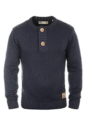 !Solid Palani Herren Winter Pullover Strickpullover Grobstrick Pullover mit Grandad-Ausschnitt, Größe:M, Farbe:Insignia Blue Melange (8991)