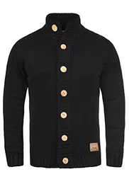 !Solid Pete Herren Strickjacke Cardigan Grobstrick Winter Pullover mit Stehkragen, Größe:3XL, Farbe:Black (9000)