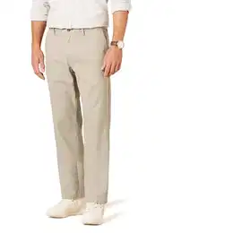 Herren Knitterfreie Flatfront-Chinohose in klassischer Passform (erhältlich in Übergröße), Khakibraun, 32W / 32L
