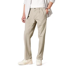 Herren Knitterfreie Chinohose mit klassischer Passform und Bügelfalte (erhältlich in Big & Tall), Schiefergrau, 32W / 32L
