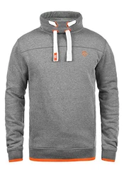!Solid Benjamin Herren Sweatshirt Pullover Pulli Mit Stehkragen Und Fleece-Innenseite Graumeliert (8236)