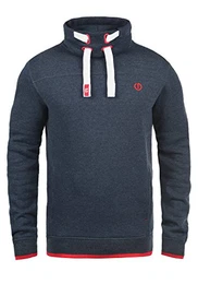 SDBenjamin Tube Herren Sweatshirt Pullover Sweater mit Tube-Neck Eingrifftaschen Rippbündchen Baumwollmischung Regular fit, Größe:M, Farbe:Insignia Blue Melange (8991)