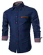 COOFANDY Herren Jeanshemd Slim Fit Hemd Denim Langarmhemd Cowboy-Style Freizeit