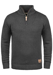 !Solid Herren Winter Pullover Troyer Petro Dunkelgrau Melange (8288)