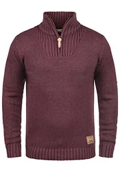 !Solid Herren Winter Pullover Troyer Petro Wine Red Melange (8985)