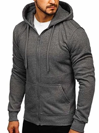 Herren Kapuzenpullover Sweatjacke Hoodie Sweatshirt mit Kapuze Reißverschluss Basic Einfarbig Fitness Training Sport Style J.Style 2008 Anthrazit M [1A]