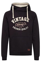 Blend Alejandro Herren Kapuzenpullover Hoodie Pullover Mit Kapuze Cross-Over-Kragen (70818) Black