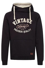Blend Alejandro Herren Kapuzenpullover Hoodie Pullover Mit Kapuze Cross-Over-Kragen Und Fleece-Innenseite, Größe:L, Farbe:Black (70155)