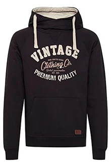 Blend Alejandro Herren Kapuzenpullover Hoodie Pullover Mit Kapuze Cross-Over-Kragen (70818) Black
