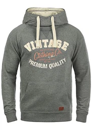 Alejandro Herren Kapuzenpullover Hoodie Pullover Mit Kapuze Cross-Over-Kragen Und Fleece-Innenseite, Größe:M, Farbe:Pewter Mix (70817)