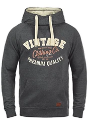 Blend Alejandro Herren Kapuzenpullover Hoodie Pullover Mit Kapuze Cross-Over-Kragen (70818) Charcoal