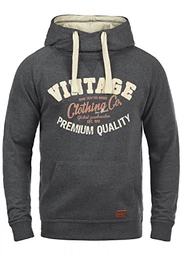 Alejandro Herren Kapuzenpullover Hoodie Pullover Mit Kapuze Cross-Over-Kragen Und Fleece-Innenseite, Größe:M, Farbe:Charcoal (70818)