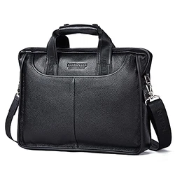 BOSTANTEN Herren Leder Laptop Tasche Aktentasche Henkeltasche Bürotasche Schultertasche Schwarz