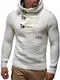 Leif Nelson Herren Pullover mit Kapuze Slim Fit Longseleeve Schwarzer Männer Strickpullover - Sweatshirt - Winterpullover Kapuzenpullover - Hoodie Pulli Langarm LN20231N Weiss/Beige Medium
