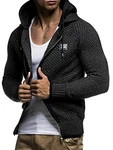 Leif Nelson Herren Kapuzenpullover Strickjacke Hoodie Pullover mit Kapuze Sweatjacke Sweater Zipper Sweatshirt (LN7055) Schwarz/Anthra (LN7055)