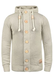 !Solid Peer Herren Strickjacke Cardigan Grobstrick Winter Pullover mit Kapuze, Größe:M, Farbe:Oyster Grey (8215)