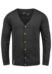 Indicode Salvatore Herren Strickjacke Cardigan Feinstrick Mit V-Ausschnitt und Knopfleiste, Größe:M, Farbe:Dark Brown (020)