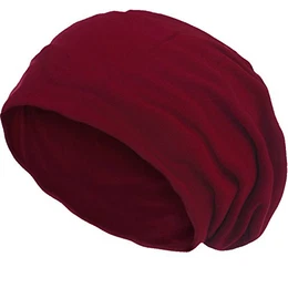 Slouch Beanie aus atmungsaktivem, feinem und leichten Jersey Unisex Mütze Haube Bini Einheitsgröße, Farbe:Dunkelrot