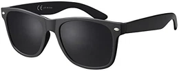 La Optica B.L.M. Sonnenbrille Herren Retro Vintage UV 400 CAT 3 CE Damen Nerd Sport - Matt Schwarz (Gläser: Grau)
