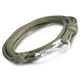 Punk Angelhaken Damen Herren Charm Armband Geflochten Nylonseil Legierung Wickelarmband Multilayer Armreifen, Grün