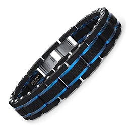 Schmuck Herren Armbänder Edelstahl Blaue Schwarze justierbare 21,5-23 cm für Männer (mit Marken-Geschenk-Kasten)