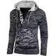 Kapuzenjacke Herren Winter Top Kapuzenpullover Reißverschluss Pulli Sweatshirt Jacke BB-277 Neu, Farbe:Blau/Ecru, Größe:M
