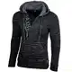 Kapuzenjacke Herren Winter Top Kapuzenpullover Reißverschluss Pulli Sweatshirt Jacke BB-277 Neu, Farbe:Schwarz/Anthrazit, Größe:M