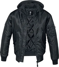 MA1 Sweathood Bomberjacke, schwarz mit schwarzer Kapuze, Größe XL