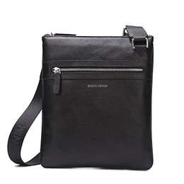 Bison Denim Herren Kleine Umhängetasche- Schultertasche, Einheitsgröße, N2424-schwarz