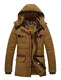 Vogstyle Herren Kapuzenparka Winterjacke Winter Mantel Jacket mit Futter Warm Abnehmbare Hoodie Parka Wintermantel Herrenmantel Art 1 Braun EU 48