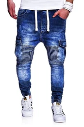 MT Styles Biker Jogg-Jeans Hose RJ-2271 [Blau, W34]