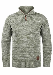 !Solid Philostrate Herren Strickpullover Troyer Grobstrick Pullover Aus 100% Baumwolle Mit Reißverschluss, Größe:M, Farbe:Ivy Green (3797)