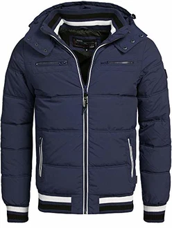 Indicode Herren Marlon Steppjacke in Daunenjacken-Optik Winterjacke Übergangsjacke Blau