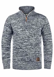 !Solid Philostrate Herren Strickpullover Troyer Grobstrick Pullover Aus 100% Baumwolle Mit Reißverschluss, Größe:M, Farbe:Insignia Blue (1991)