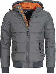 Indicode Herren Adrian ZA Steppjacke in Daunenjacken-Optik mit Kapuze leichte Winterjacke gefütterte Übergangsjacke (Polyester Wattierung) Regenjacke Jacke für Männer Raven M