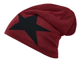 Unisex Strickmütze Beanie Jersey Uni, Star Bordeaux, one size