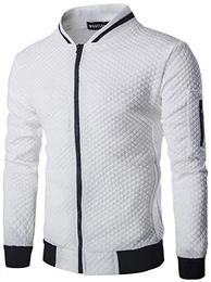 Unisex Hip Hop Urban Basic Freizeit Gesteppte Baseballjacken Frühling MA-1 Baseballjacken mit Kontrast bahnen Einsatz B151-White-XXL