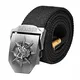 Ayliss® Original Damen Herren Stoffgürtel mit Schädel/Drachen Schnalle Canvas Stoff Gürtel Jeansgürtel Belts(Schädel, Schwarz, 120cm)