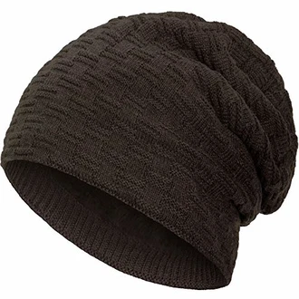 Compagno warm gefütterte Wintermütze Beanie Strickmütze Hat Herren Damen Mütze Haube Einheitsgröße Braun