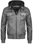 Indicode Herren Aaron Lederjacke mit Abnehmbarer Kapuze Dk Grey Indicode Herren Aaron Lederjacke mit Abnehmbarer Kapuze Dk Grey
