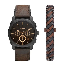 Herren Chronograph Quarz Uhr mit Leder Armband FS5251SET