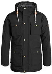 Melton Herren Jacke Parka Mantel Winterjacke gefüttert mit Hochabschließendem Kragen und Gefütterter Kapuze, Größe:S, Farbe:Black