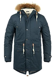 !Solid Dry Parka Herren Winter Jacke Parka Mantel Lange Winterjacke gefüttert mit Kunst-Fellkapuze, Größe:M, Farbe:Insignia Blue (1991)