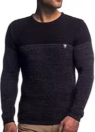 Carisma Herren - Strickpullover 7288 Streetwear Menswear Autumn/Winter Knit Knitwear Sweater CRSM CARISMA Fashion- Gr. M, Black