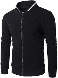 Unisex Hip Hop Urban Basic Freizeit Gesteppte Baseballjacken Frühling MA-1 Baseballjacken mit Kontrast bahnen Einsatz B151-Black-M