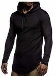Leif Nelson Herren Kapuzenpullover Slim Fit Basic Kapuzenshirt LN6300 weiß/schwarz