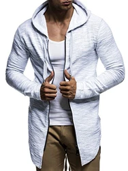 Leif Nelson Herren Sweatjacke mit Kapuze Slim Fit Basic LN-6301 Schwarz/Grau (LN6301)